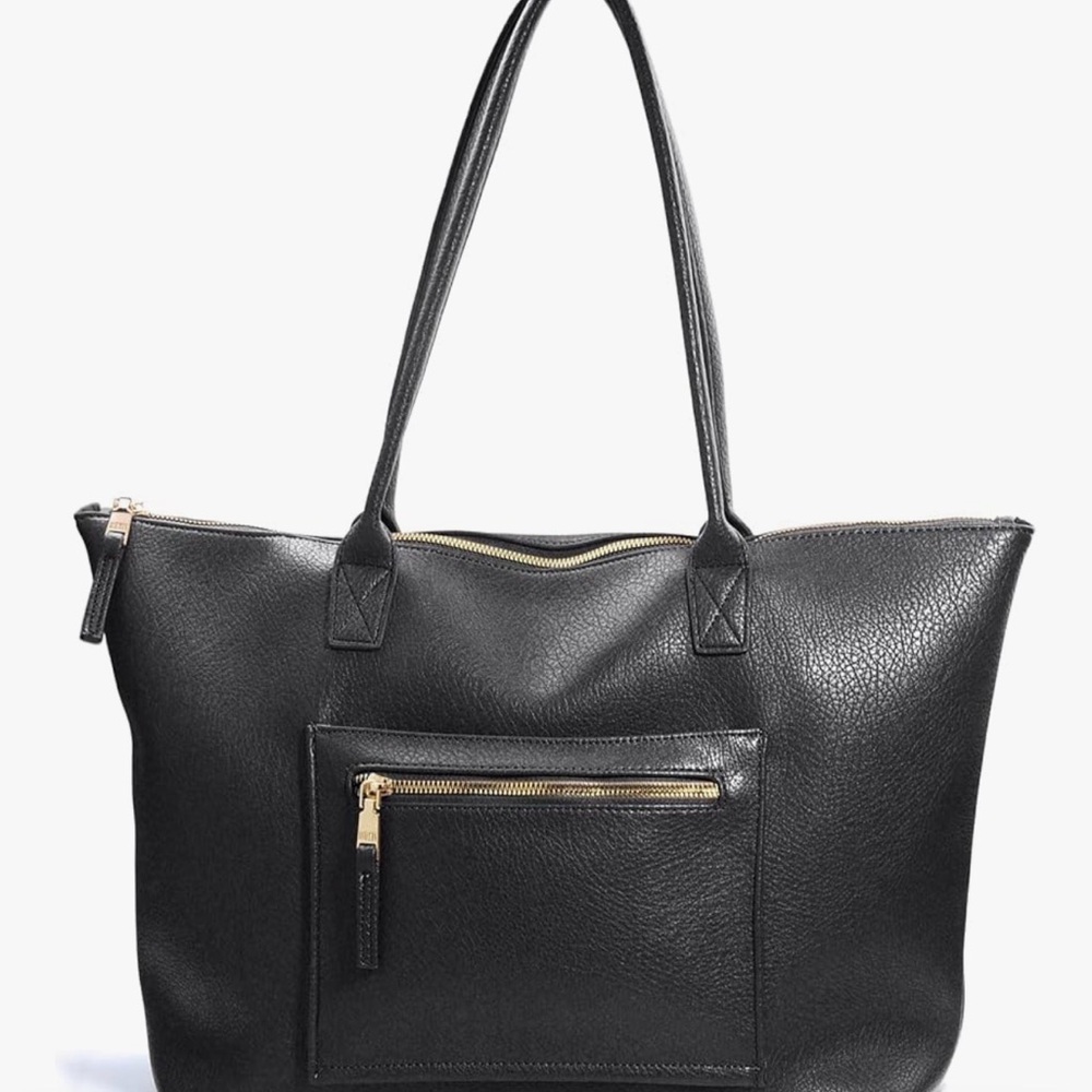 Trendy Black Vegan Leather Tote - NWOT